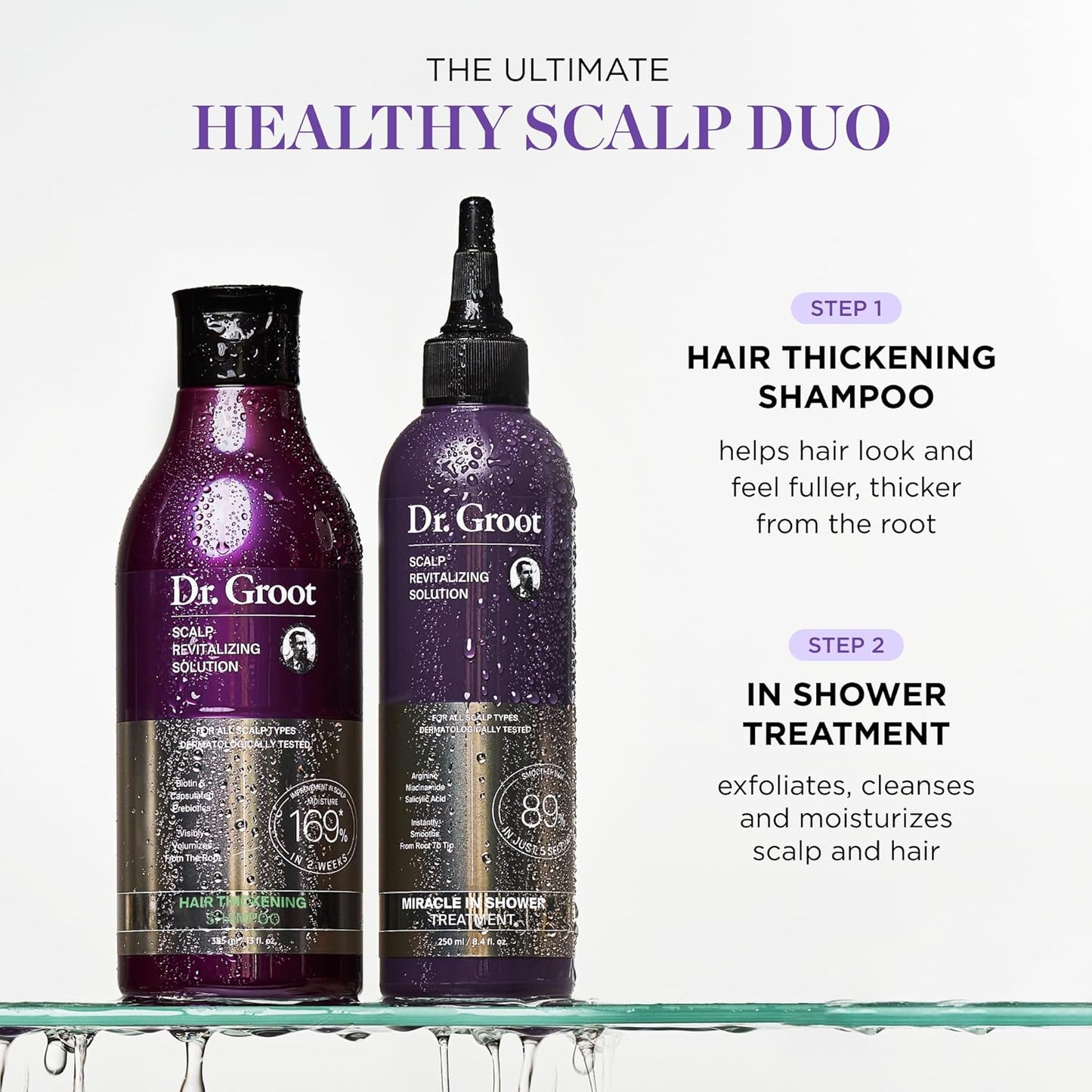 Dr. Groot Thickening Shampoo & Scalp Treatment Set for Hair Loss – Clinical Results with Biotin and Rosemary for Hair Thinning, Shedding, Scalp Repair and Treatment