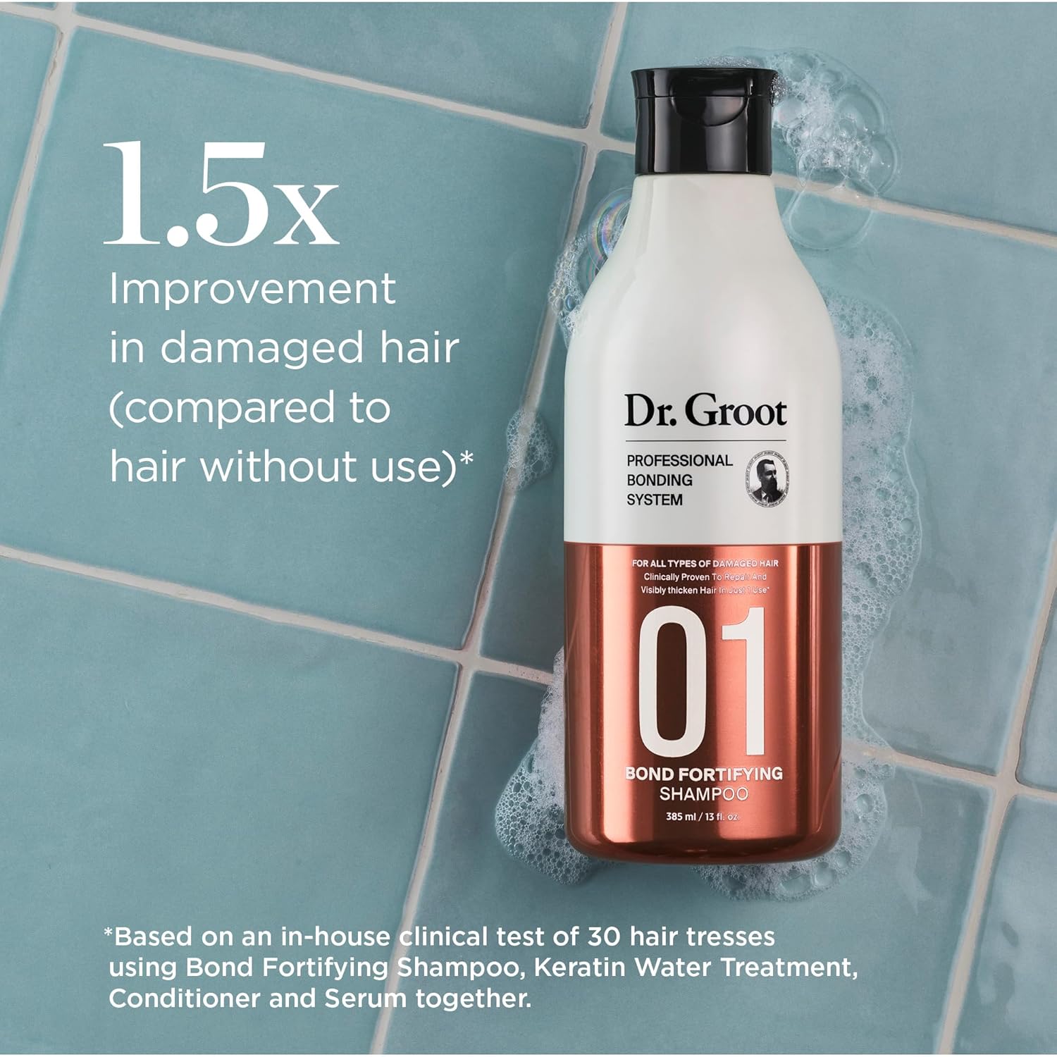 Dr. Groot Bond Fortifying Shampoo, With Keratin & Silk Protein, Clinically Proven to Visibly Repair and Thicken Dry, Thin or Damaged Hair, glass hair, Korean Hair Care Professional Bonding System